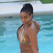 Load image into Gallery viewer, Goddess Black &amp; Gold Bathing Suit
