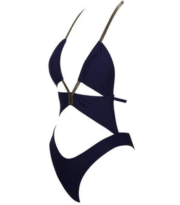 Larissa One Piece Swimsuit (Navy and Gold)